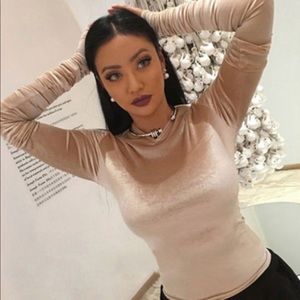 GBSELL Fashion Women Sexy Slim Velvet Long Sleeve Shirt Top (cream, S)